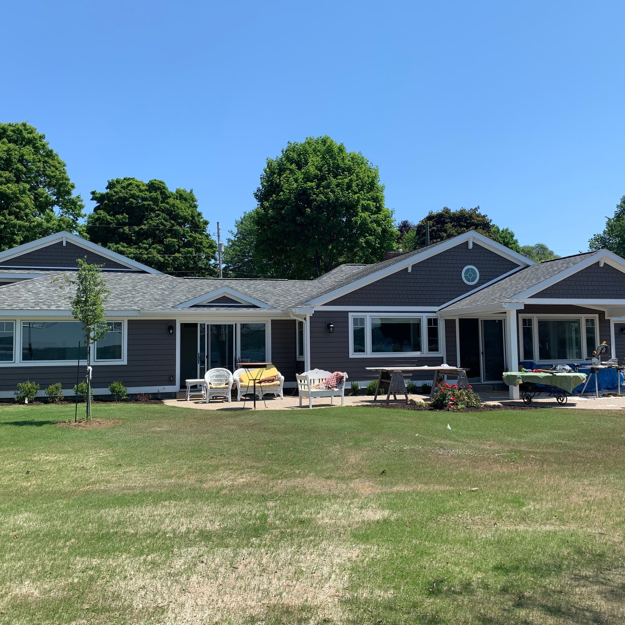 New siding and soffit on a remodeled home in Petoskey
