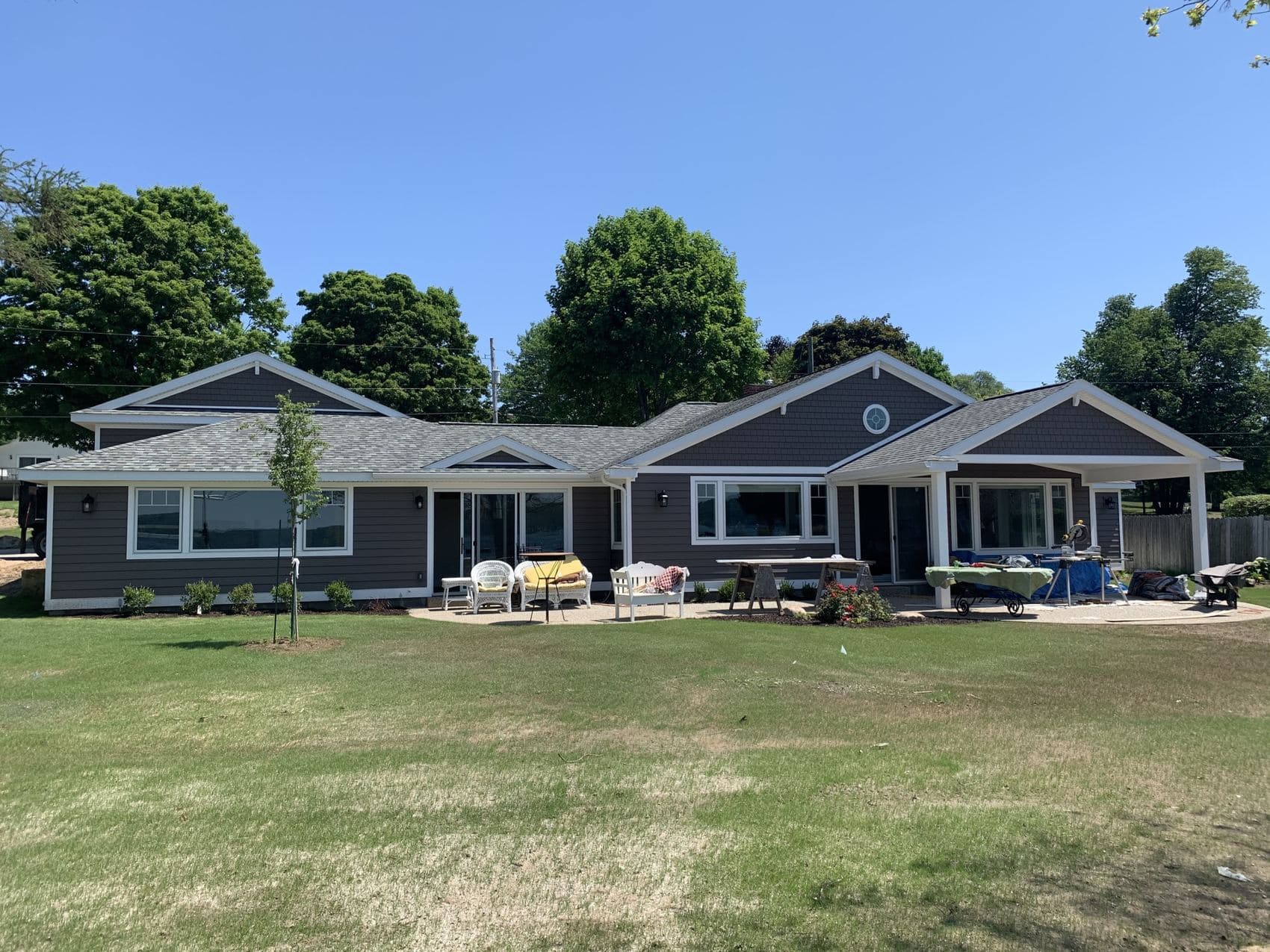 New windows and siding going on a lakeside home